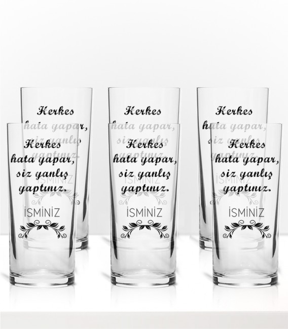Herkes Hata Yapar Siz Yanlış Yaptınız Renkli Baskılı Rakı Kadehi Karaf Set -ec03-