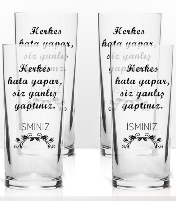 Herkes Hata Yapar Siz Yanlış Yaptınız Renkli Baskılı Rakı Kadehi Karaf Set -ec03-