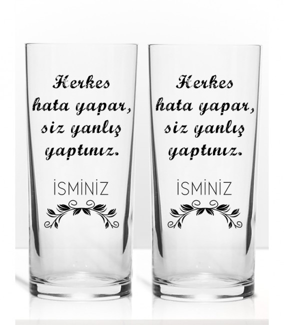 Herkes Hata Yapar Siz Yanlış Yaptınız Renkli Baskılı Rakı Kadehi Karaf Set -ec03-