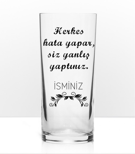 Herkes Hata Yapar Siz Yanlış Yaptınız Renkli Baskılı Rakı Kadehi Karaf Set -ec03-
