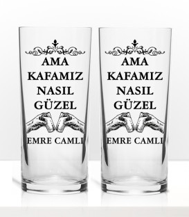 İsminize Özel Rakılı Söz Renkli Baskılı İkili Rakı Kadehi