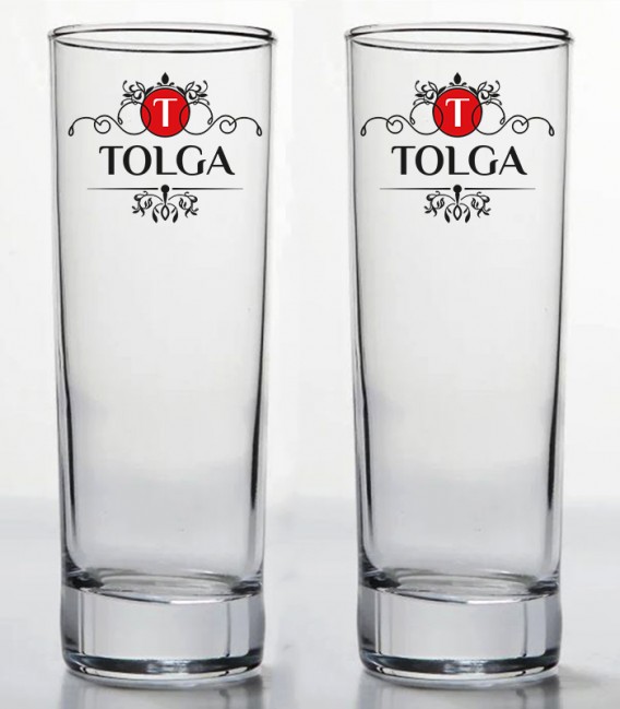 İsminize Özel Renkli Baskılı İkili Long Drink Votka Kadehi