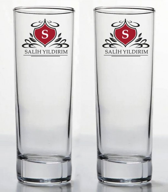 İsminize Özel Renkli Baskılı İkili Long Drink Votka Kadehi