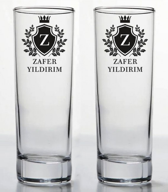 İsminize Özel Renkli Baskılı İkili Long Drink Votka Kadehi