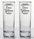 İsminize Özel Renkli Baskılı İkili Long Drink Votka Kadehi