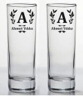 İsminize Özel Renkli Baskılı İkili Long Drink Votka Kadehi