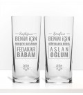 Babaya Özel Lazer İşleme İkili Rakı Kadehi