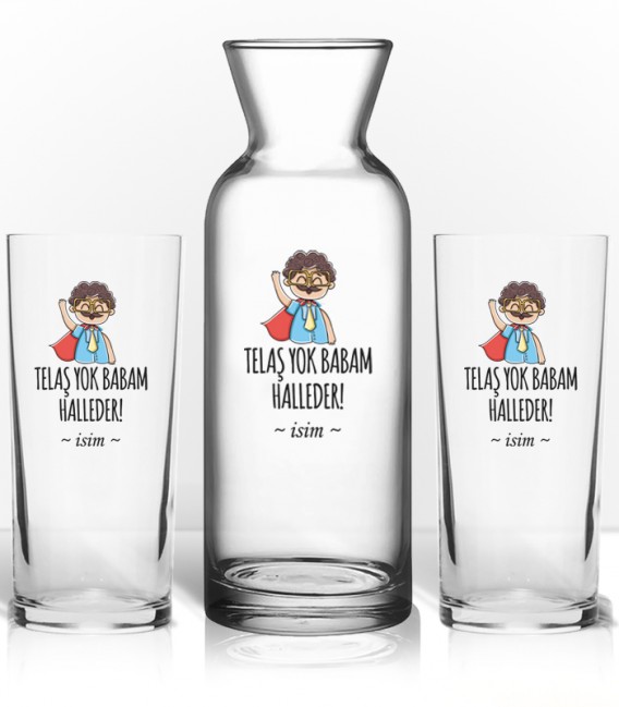 Babalara Özel İsimli Rakı Kadehi ve Karaf Seti