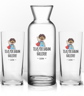 Babalara Özel İsimli Rakı Kadehi ve Karaf Seti