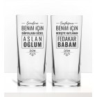 Babaya Özel Renkli Baskılı İkili Rakı Bardağı Kadeh