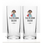 Babam Halleder Özel Renkli Baskılı İkili Rakı Bardağı Kadeh