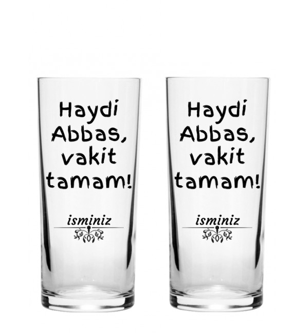 Haydi Abbas Vakit Tamam Renkli Baskılı İkili Rakı Bardağı Kadeh