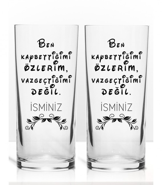 Rakı Sözleri Renkli Baskılı İkili Rakı Bardağı Kadeh