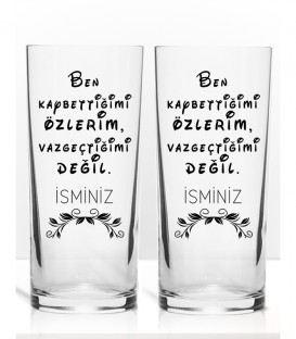 Rakı Sözleri Renkli Baskılı İkili Rakı Bardağı Kadeh