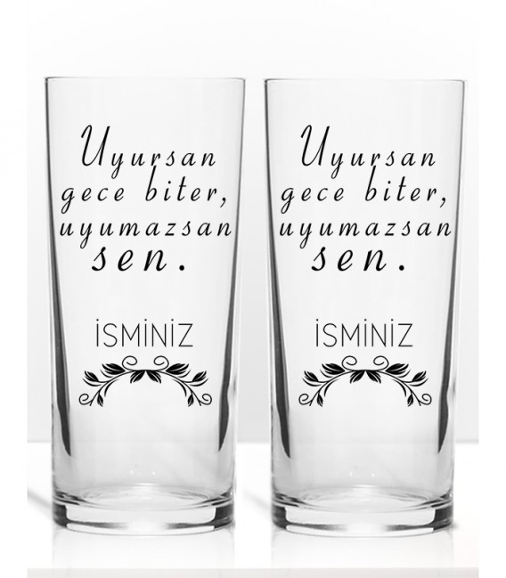 Rakı Sözleri Renkli Baskılı İkili Rakı Bardağı Kadeh