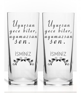 Rakı Sözleri Renkli Baskılı İkili Rakı Bardağı Kadeh