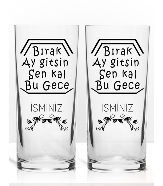 Rakı Sözleri Renkli Baskılı İkili Rakı Bardağı Kadeh