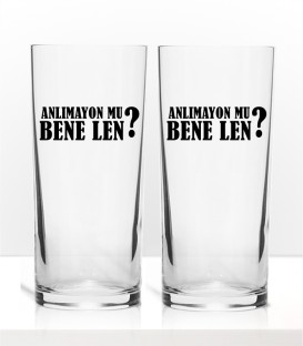 Ege Serisi Anlımayon Mu Bene Len Tasarım Renkli Baskılı İkili Rakı Bardağı Kadeh