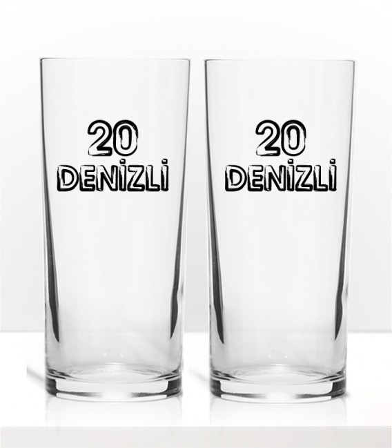 Ege Serisi 20 Denizli Tasarım Renkli Baskılı İkili Rakı Bardağı Kadeh