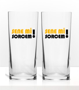 Ege Serisi Sene Mi Sorcem Tasarım Renkli Baskılı İkili Rakı Bardağı Kadeh