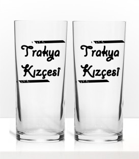 Trakya Serisi Trakya Kızçesi Tasarım Renkli Baskılı İkili Rakı Bardağı Kadeh