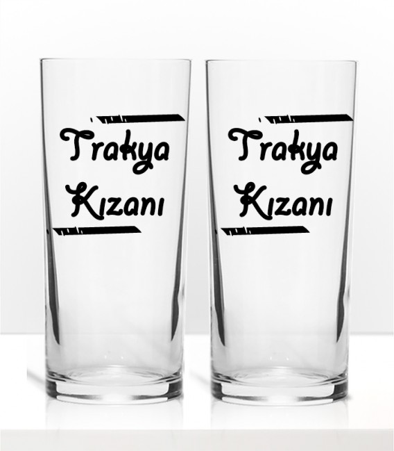 Trakya Serisi Trakya Kızanı Tasarım Renkli Baskılı İkili Rakı Bardağı Kadeh