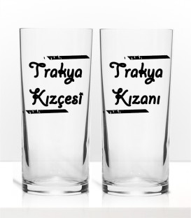 Trakya Serisi Trakya Kızçesi Trakya Kızanı Tasarım Renkli Baskılı İkili Rakı Bardağı Kadeh