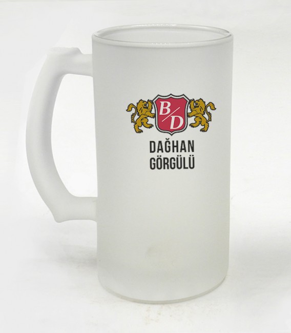 İsimli Kişiye Özel Tasarım Buzlu Cam Bira Bardağı 500 ML