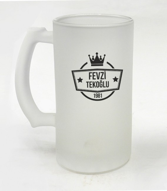 İsimli Kişiye Özel Tasarım Buzlu Cam Bira Bardağı 500 ML