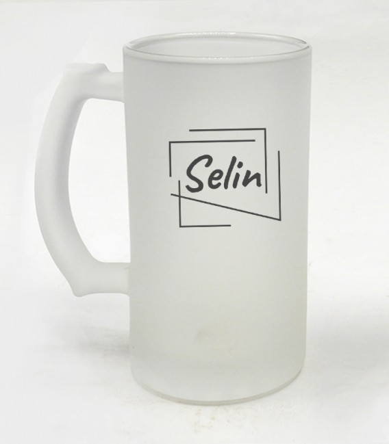 İsimli Kişiye Özel Tasarım Buzlu Cam Bira Bardağı 500 ML