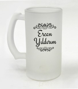 İsimli Kişiye Özel Tasarım Buzlu Cam Bira Bardağı 500 ML