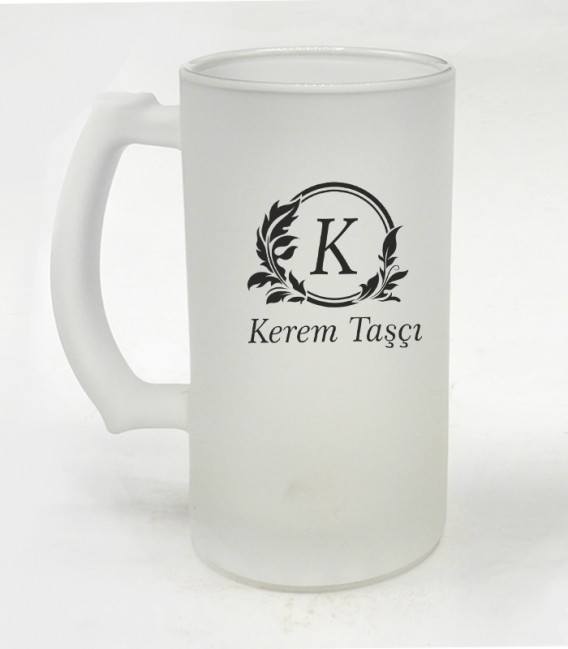 İsimli Kişiye Özel Tasarım Buzlu Cam Bira Bardağı 500 ML