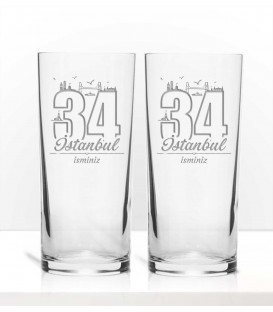İstanbul Temalı Lazer İşleme İkili Rakı Kadehi